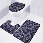 White And Blue Turtle Pattern Print 3 Piece Bath Mat Set