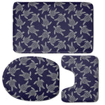White And Blue Turtle Pattern Print 3 Piece Bath Mat Set