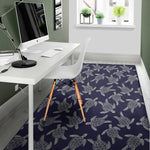White And Blue Turtle Pattern Print Area Rug