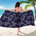 White And Blue Turtle Pattern Print Beach Sarong Wrap