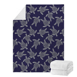 White And Blue Turtle Pattern Print Blanket