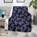 White And Blue Turtle Pattern Print Blanket