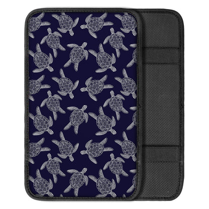 White And Blue Turtle Pattern Print Car Center Console Cover