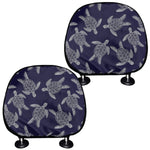 White And Blue Turtle Pattern Print Car Headrest Covers