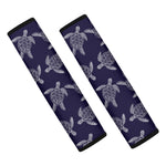 White And Blue Turtle Pattern Print Car Seat Belt Covers