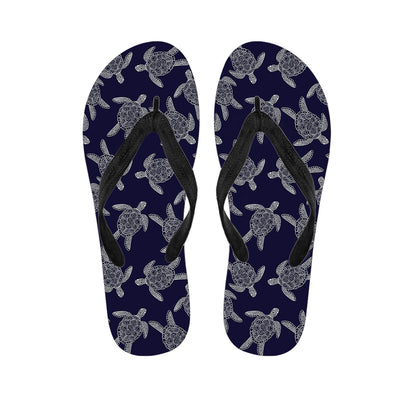 White And Blue Turtle Pattern Print Flip Flops