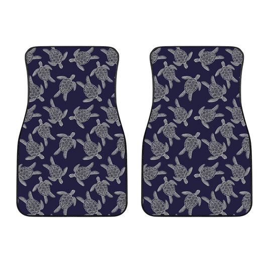 White And Blue Turtle Pattern Print Front Car Floor Mats