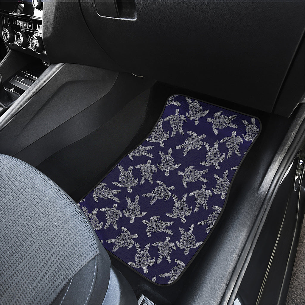White And Blue Turtle Pattern Print Front Car Floor Mats