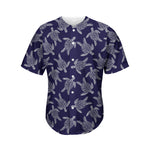 White And Blue Turtle Pattern Print Men's Baseball Jersey