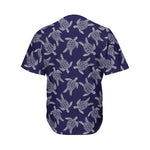 White And Blue Turtle Pattern Print Men's Baseball Jersey