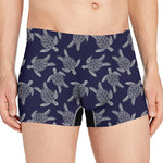 White And Blue Turtle Pattern Print Men's Boxer Briefs