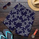 White And Blue Turtle Pattern Print Men's Shorts