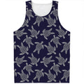 White And Blue Turtle Pattern Print Men's Tank Top
