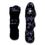 White And Blue Turtle Pattern Print Muay Thai Shin Guard