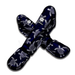 White And Blue Turtle Pattern Print Muay Thai Shin Guard