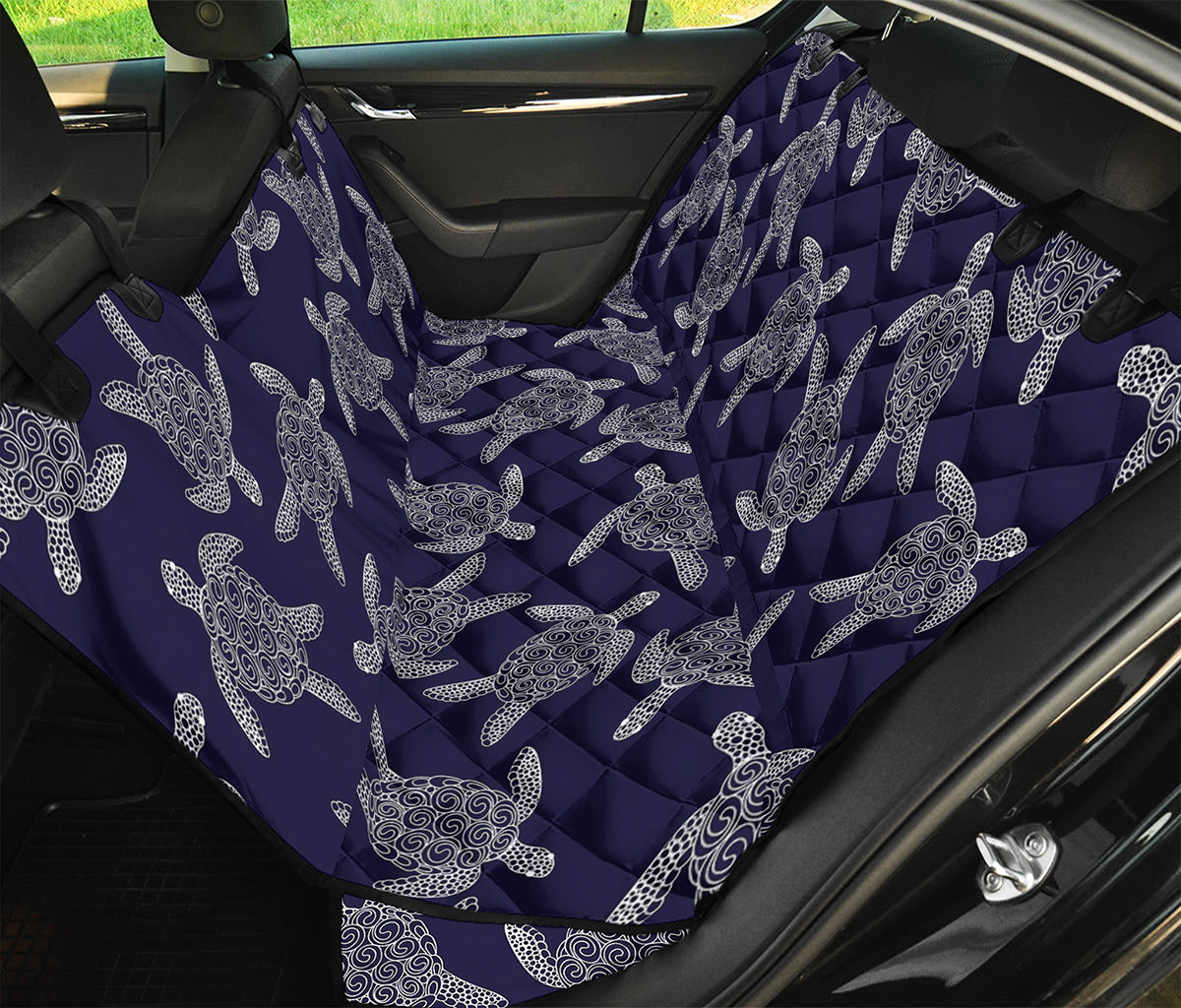 White And Blue Turtle Pattern Print Pet Car Back Seat Cover