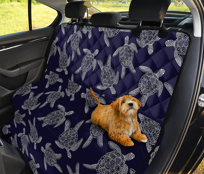 White And Blue Turtle Pattern Print Pet Car Back Seat Cover