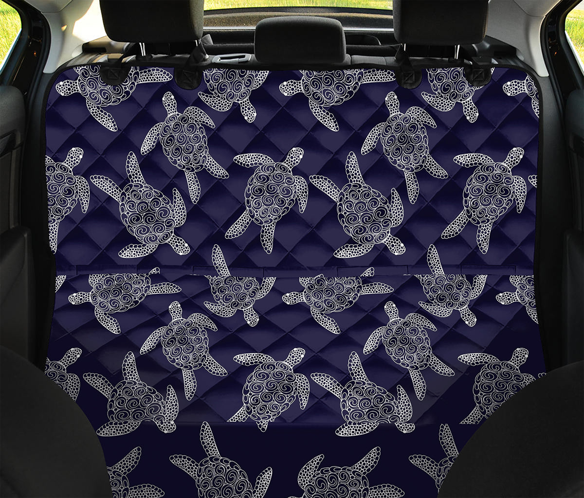 White And Blue Turtle Pattern Print Pet Car Back Seat Cover
