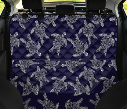 White And Blue Turtle Pattern Print Pet Car Back Seat Cover