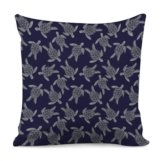 White And Blue Turtle Pattern Print Pillow Cover