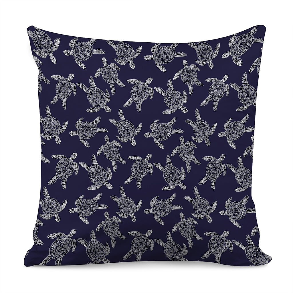 White And Blue Turtle Pattern Print Pillow Cover