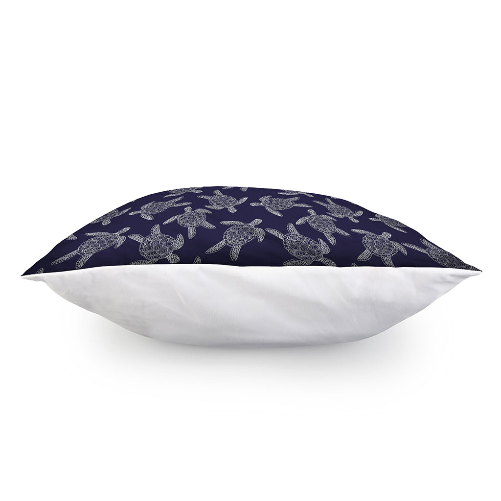 White And Blue Turtle Pattern Print Pillow Cover