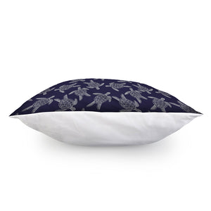 White And Blue Turtle Pattern Print Pillow Cover