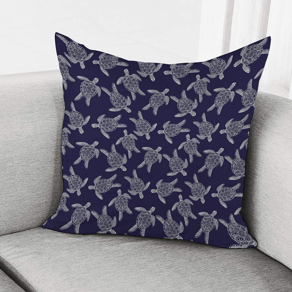 White And Blue Turtle Pattern Print Pillow Cover