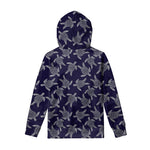 White And Blue Turtle Pattern Print Pullover Hoodie