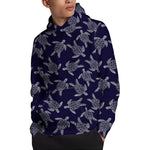 White And Blue Turtle Pattern Print Pullover Hoodie