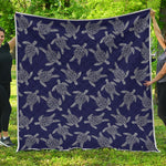 White And Blue Turtle Pattern Print Quilt