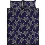 White And Blue Turtle Pattern Print Quilt Bed Set