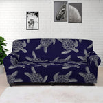 White And Blue Turtle Pattern Print Sofa Cover