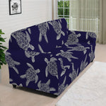 White And Blue Turtle Pattern Print Sofa Cover