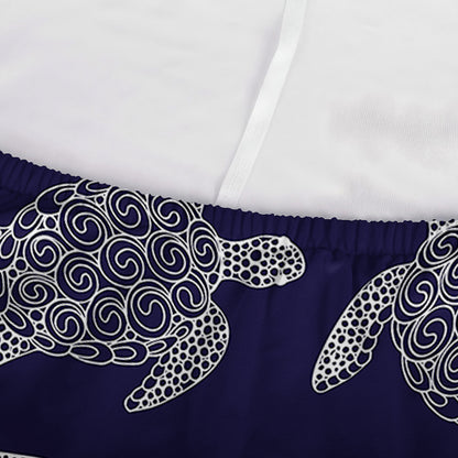 White And Blue Turtle Pattern Print Sofa Cover