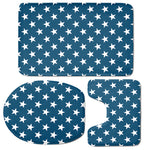 White And Blue USA Star Pattern Print 3 Piece Bath Mat Set