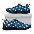 White And Blue USA Star Pattern Print Black Running Shoes