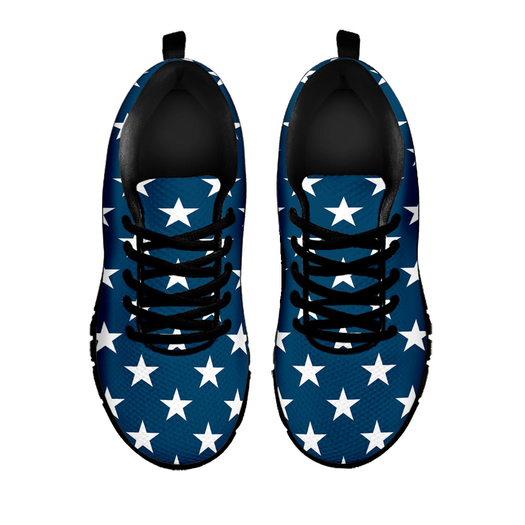 White And Blue USA Star Pattern Print Black Sneakers
