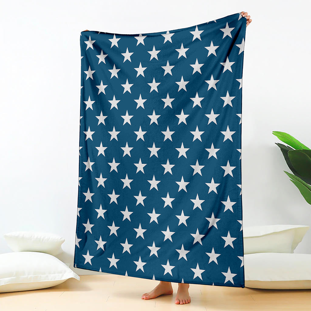 White And Blue USA Star Pattern Print Blanket