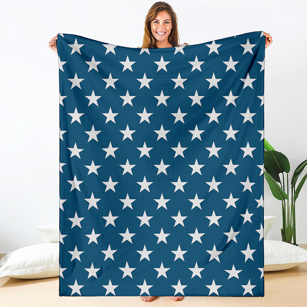 White And Blue USA Star Pattern Print Blanket