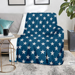 White And Blue USA Star Pattern Print Blanket