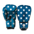 White And Blue USA Star Pattern Print Boxing Gloves