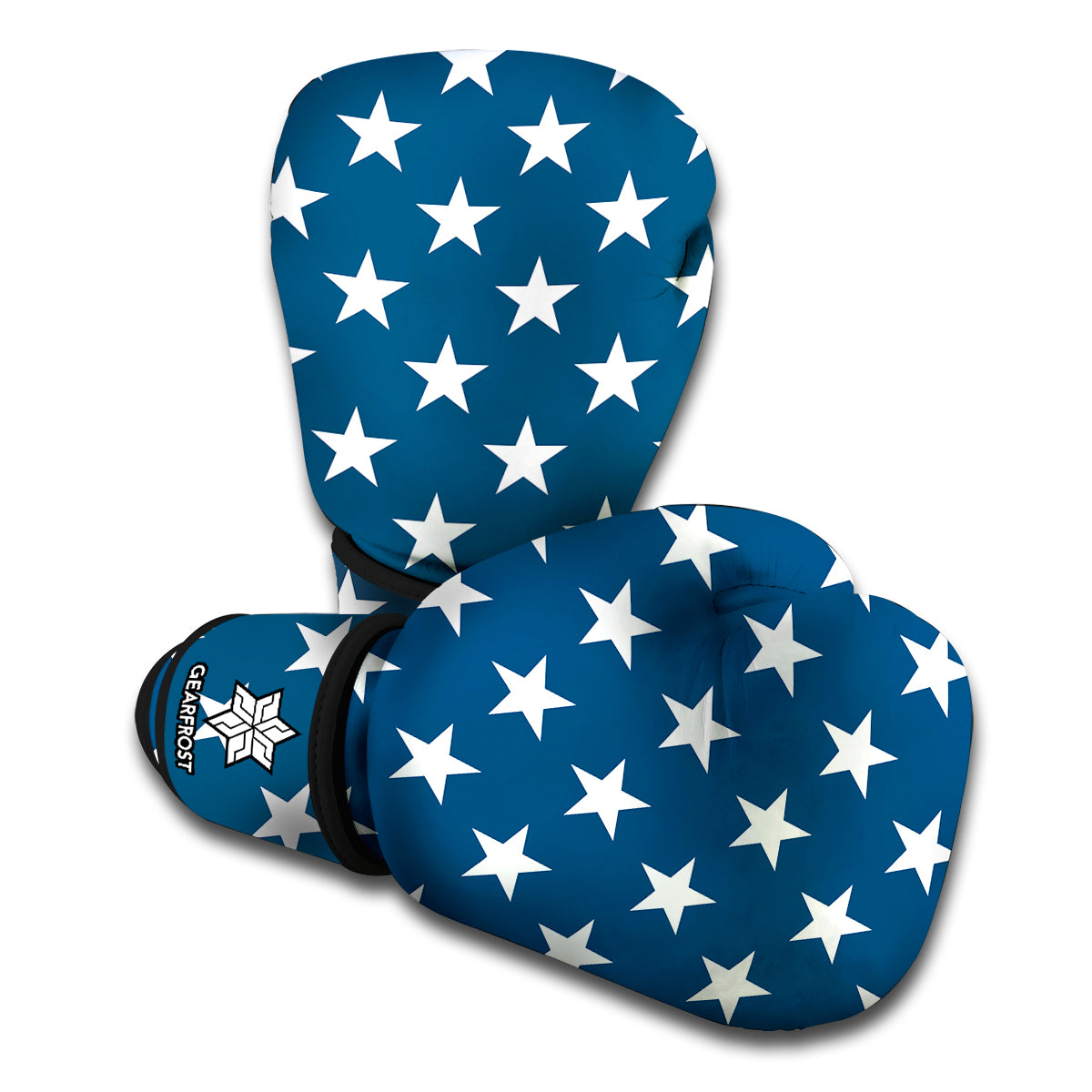 White And Blue USA Star Pattern Print Boxing Gloves