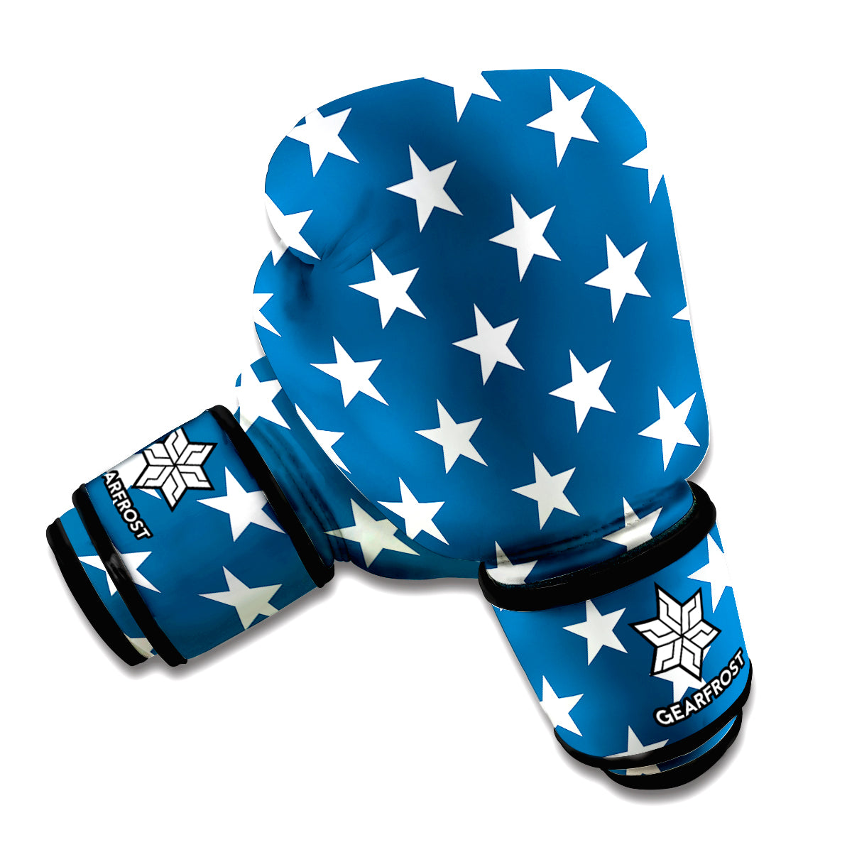 White And Blue USA Star Pattern Print Boxing Gloves