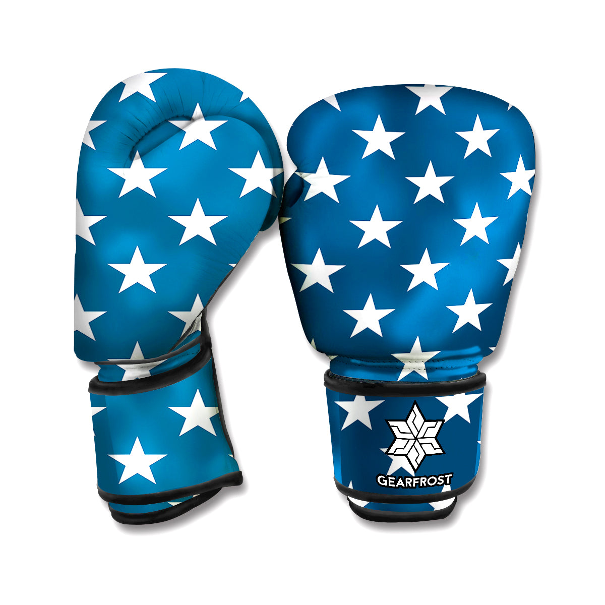 White And Blue USA Star Pattern Print Boxing Gloves