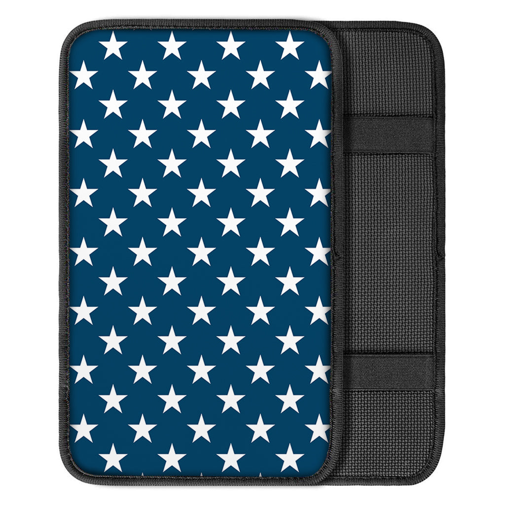 White And Blue USA Star Pattern Print Car Center Console Cover