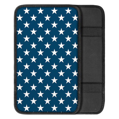 White And Blue USA Star Pattern Print Car Center Console Cover