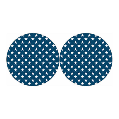 White And Blue USA Star Pattern Print Car Coasters