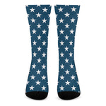 White And Blue USA Star Pattern Print Crew Socks