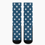 White And Blue USA Star Pattern Print Crew Socks